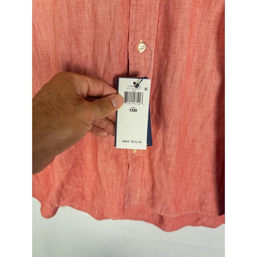 Polo Ralph Lauren RL Untucked Coral Button Down Shirt‎ Long Sleeve NWT Mens 1XB